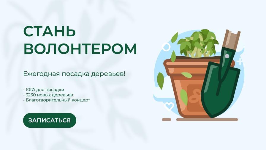 Голубое Оформление с Иллюстрацией для Рекламного Баннера Волонтеров