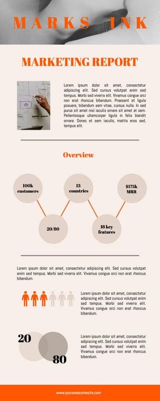 Бежевый и Оранжевый Маркетинговый Отчет Минималистичной Бизнес-инфографики