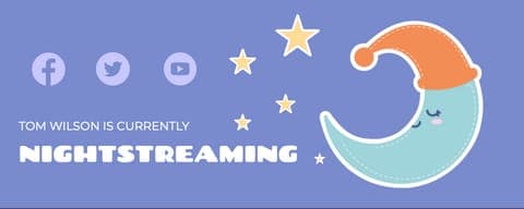 Пастельная Иллюстрация Ночной Стрим Баннера Twitch